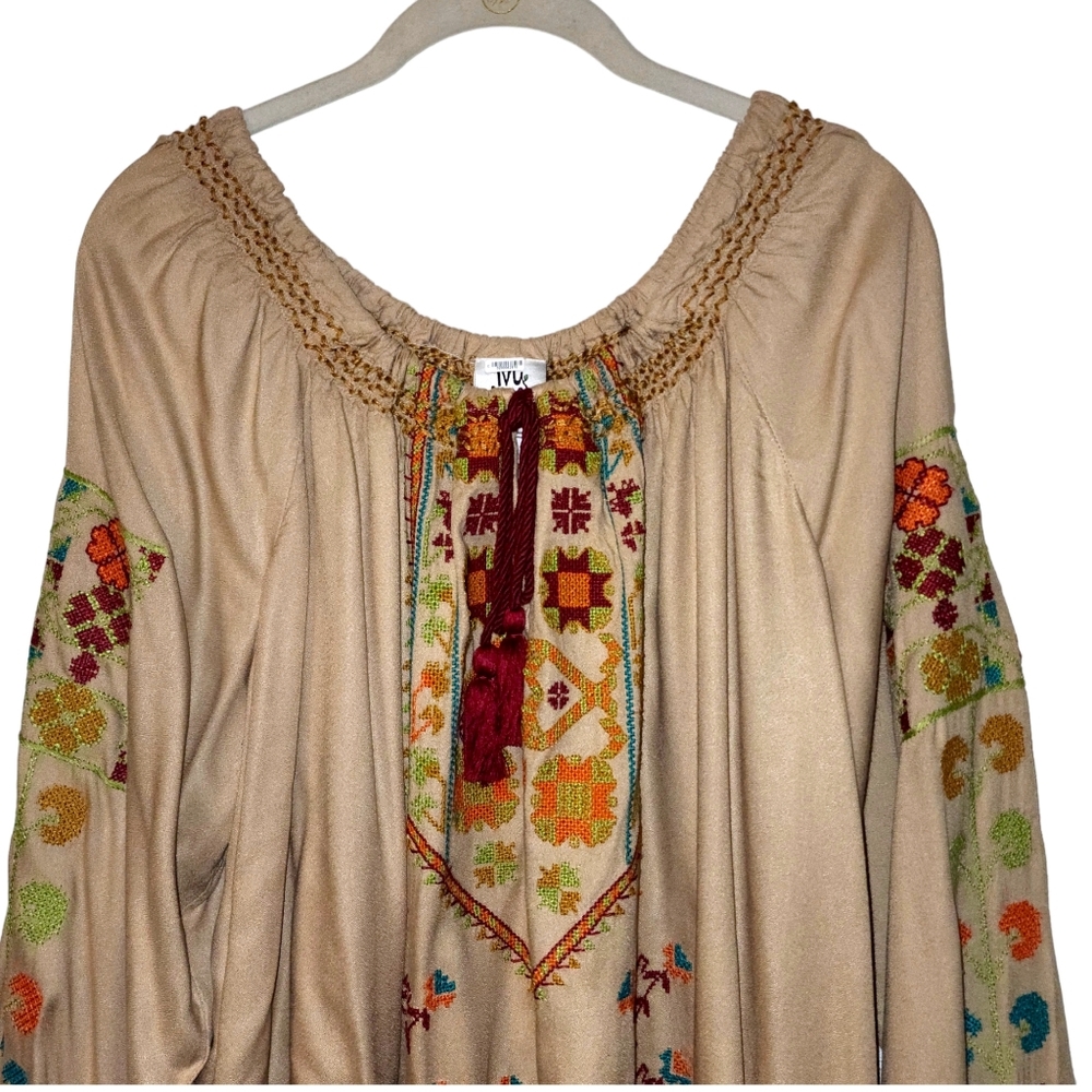 Ivy Jane Embroidered Boho Tassel Decorated Blouse - Picture 3 of 7